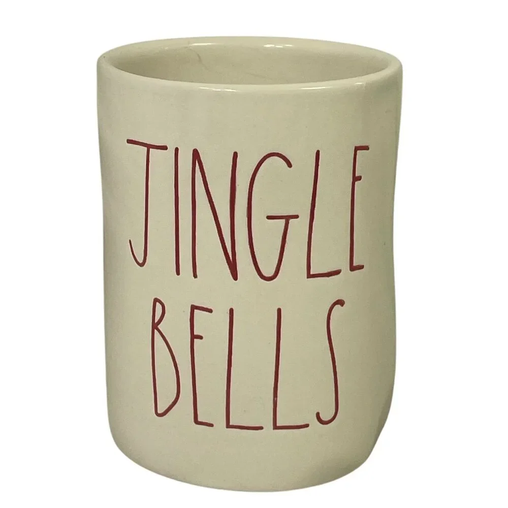 Rae Dunn Artisan Collection Jingle Bells Ceramic Candle holder 4.25" Off-White - Picture 1 of 6
